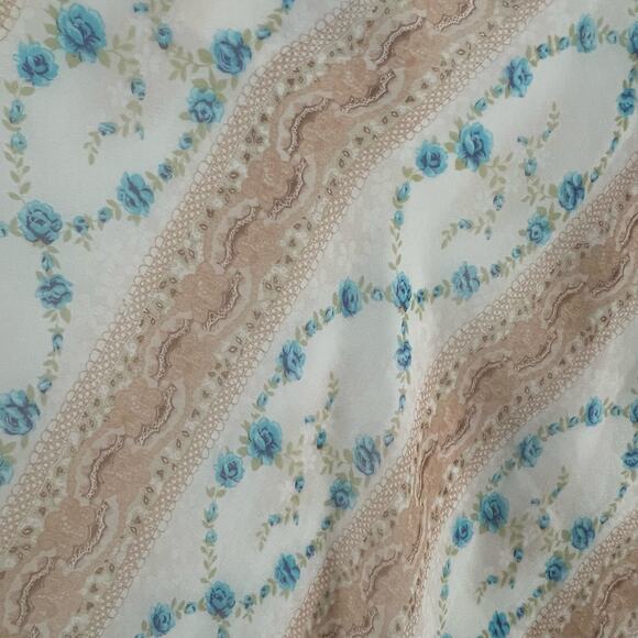 GAS Vintage 90s Y2K Skirt XL Beige Blue Floral Pull On Fairy Cottage Romantic - Picture 2 of 10